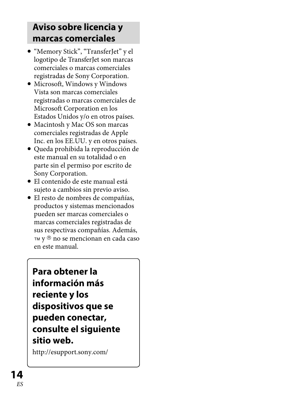 Aviso sobre licencia y marcas comerciales | Sony TJS-1 User Manual | Page 42 / 44