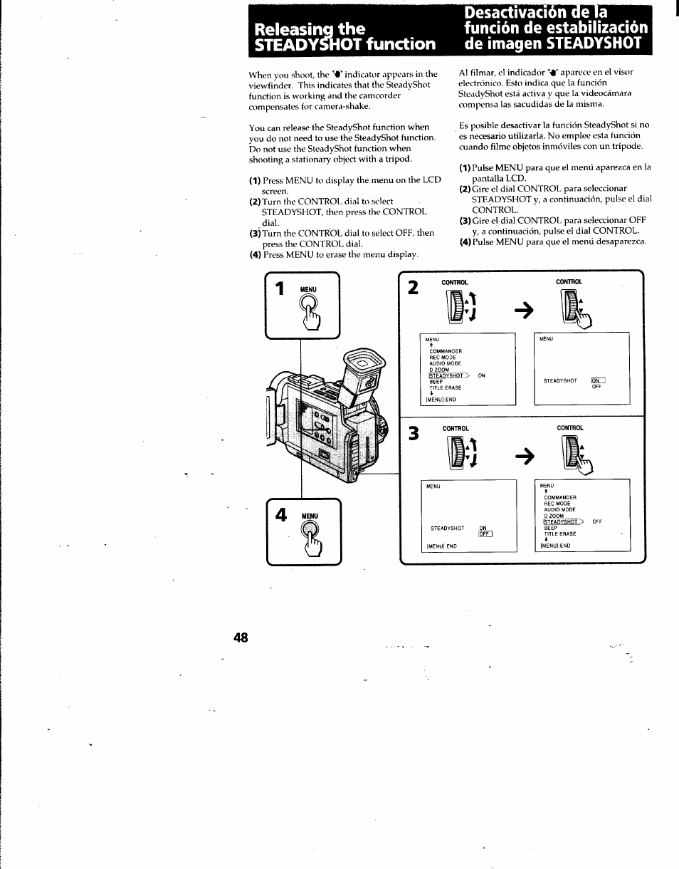 Steady^hot function de imagen steadyshot | Sony DCR-TRV7 User Manual | Page 48 / 120