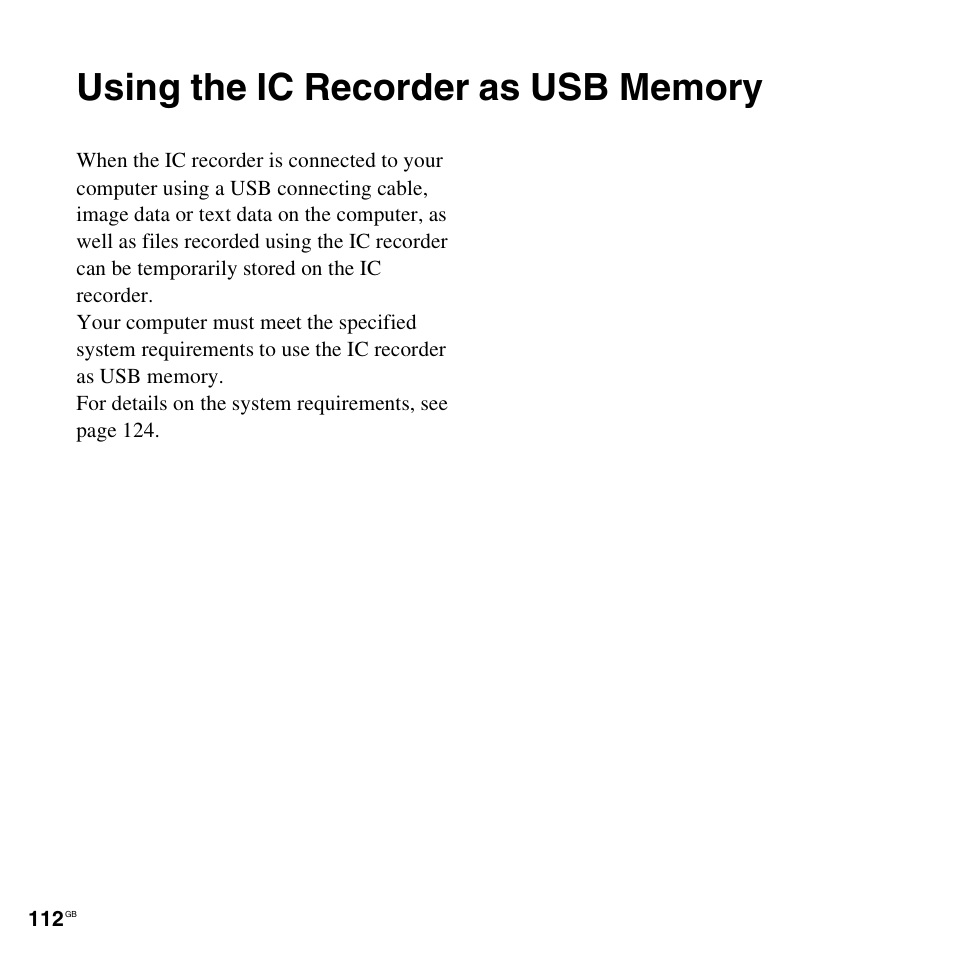 Using the ic recorder as usb memory | Sony ICD-SX712D User Manual | Page 112 / 155