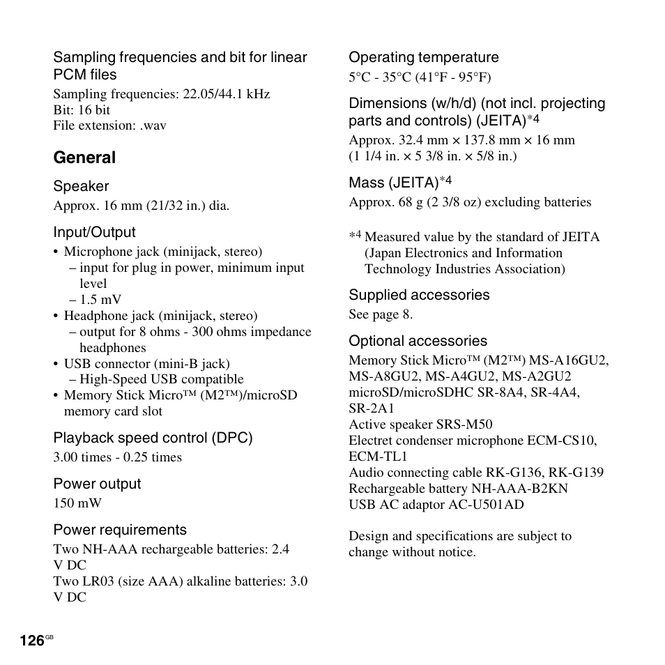 General | Sony ICD-SX712D User Manual | Page 126 / 155