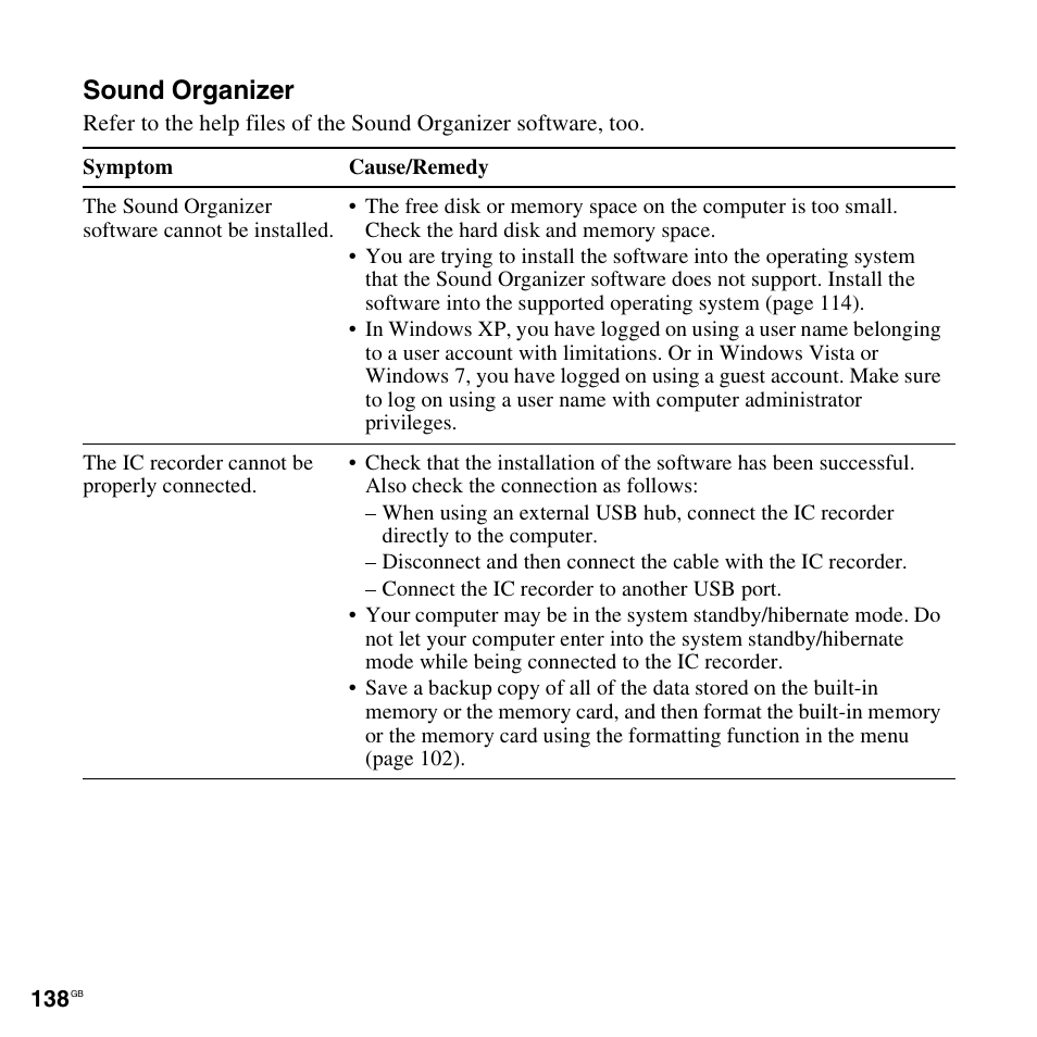 Sound organizer | Sony ICD-SX712D User Manual | Page 138 / 155