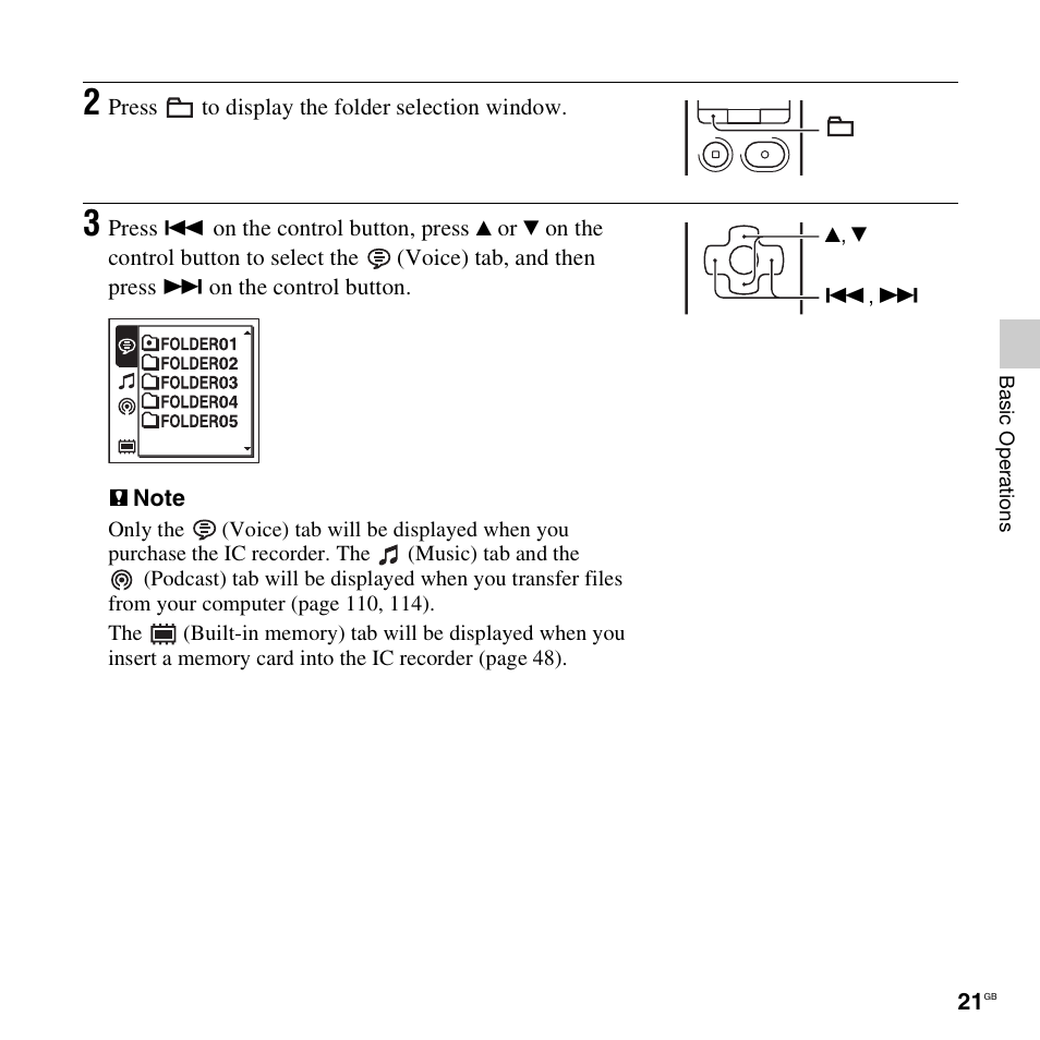 Sony ICD-SX712D User Manual | Page 21 / 155