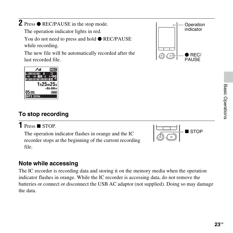 Sony ICD-SX712D User Manual | Page 23 / 155