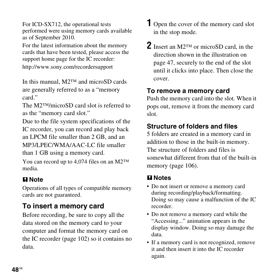 Sony ICD-SX712D User Manual | Page 48 / 155