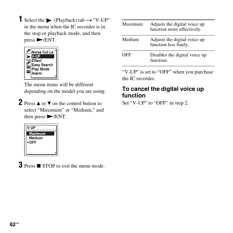 Sony ICD-SX712D User Manual | Page 62 / 155