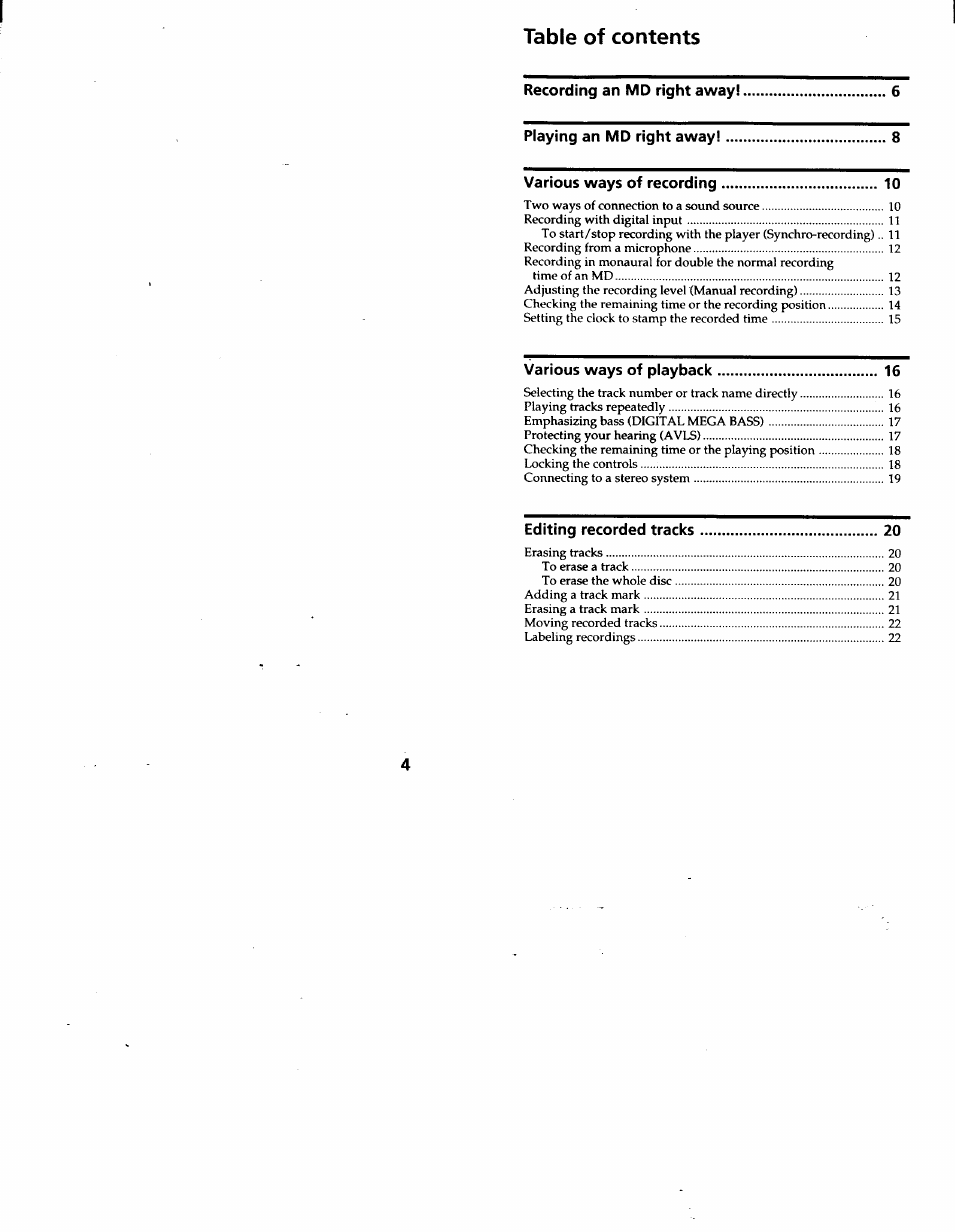 Sony MZ-R30 User Manual | Page 4 / 38