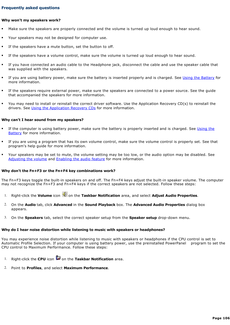 Frequently asked questions | Sony PCG-V505ACK User Manual | Page 106 / 148