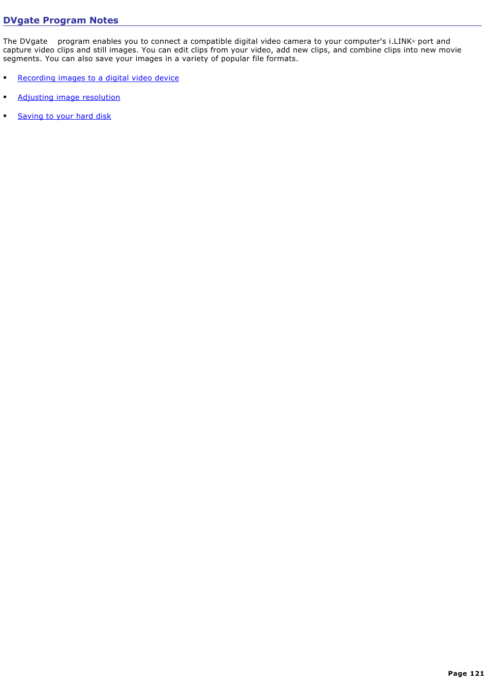 Dvgate program notes | Sony PCG-V505ACK User Manual | Page 121 / 148