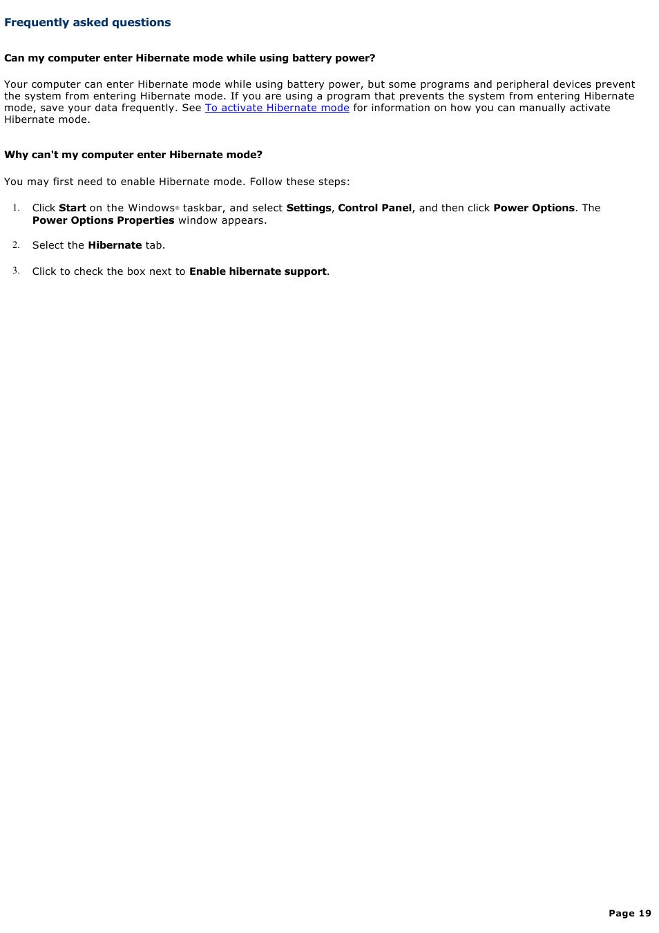 Frequently asked questions | Sony PCG-V505ACK User Manual | Page 19 / 148