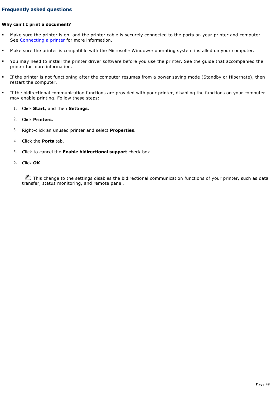 Frequently asked questions | Sony PCG-V505ACK User Manual | Page 49 / 148