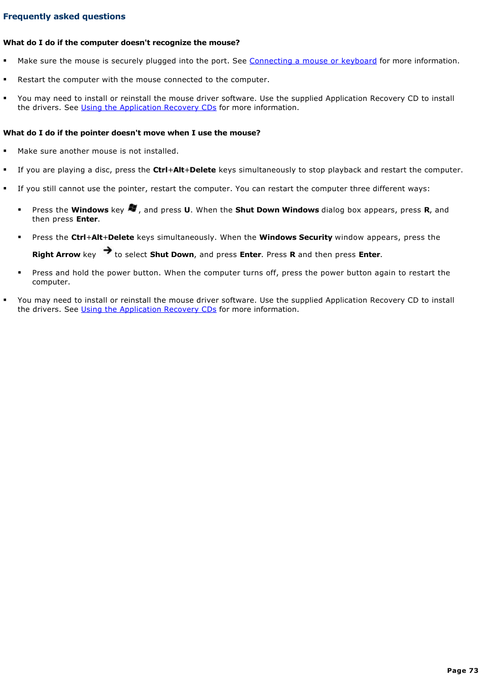 Frequently asked questions | Sony PCG-V505ACK User Manual | Page 73 / 148