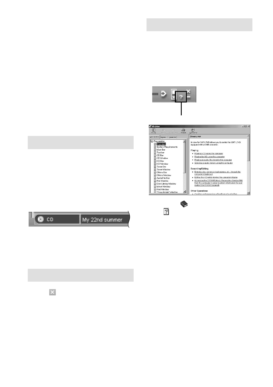 Starting up the software, Quitting the software, Using the help | Sony CMT-L7HD User Manual | Page 54 / 68