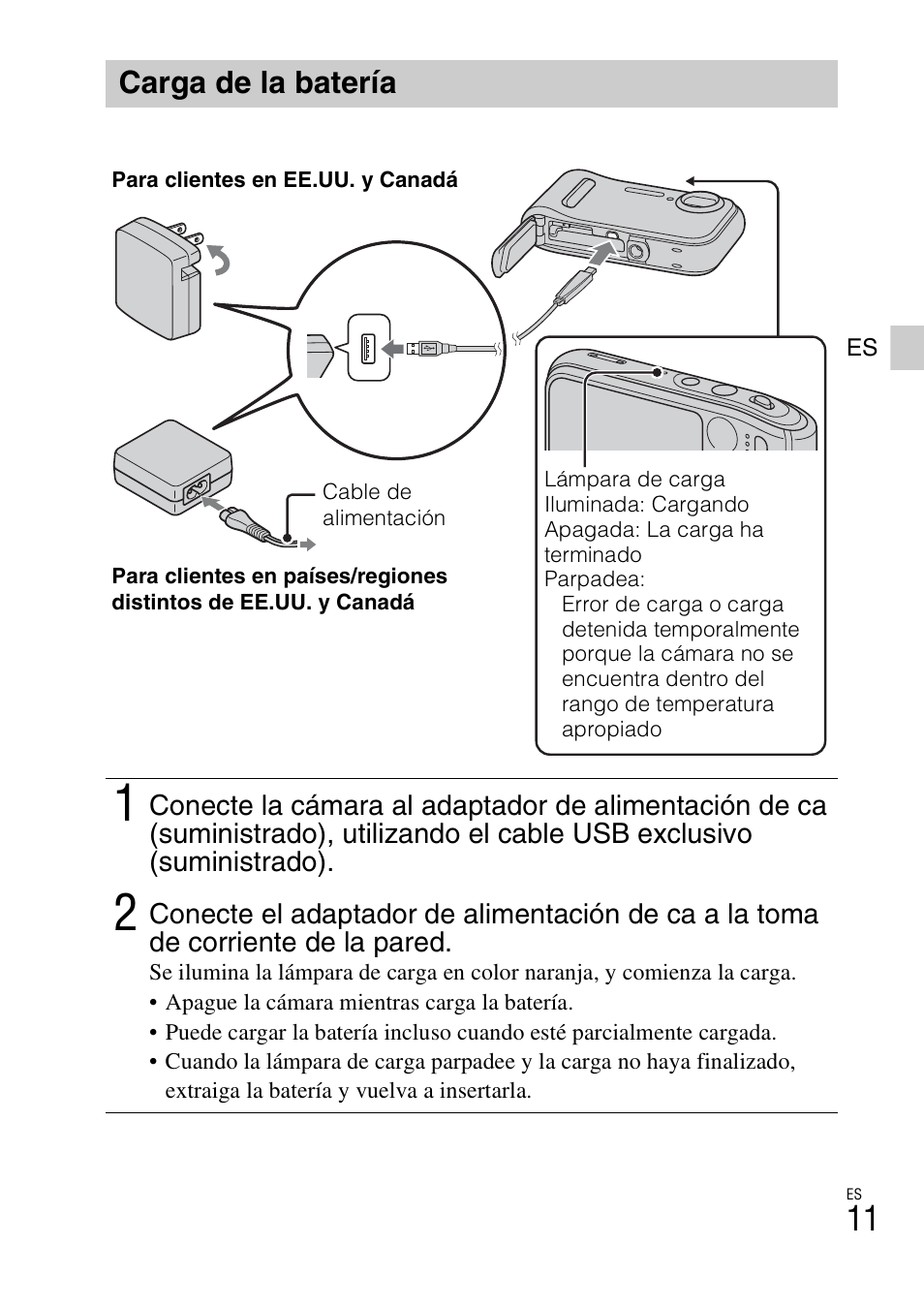 Carga de la batería | Sony DSC-TF1 User Manual | Page 43 / 68