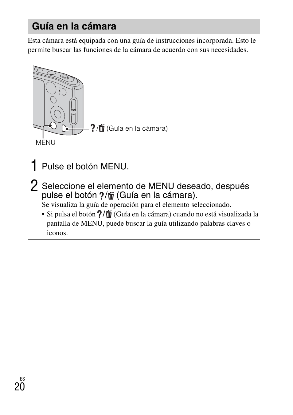 Guía en la cámara | Sony DSC-TF1 User Manual | Page 52 / 68