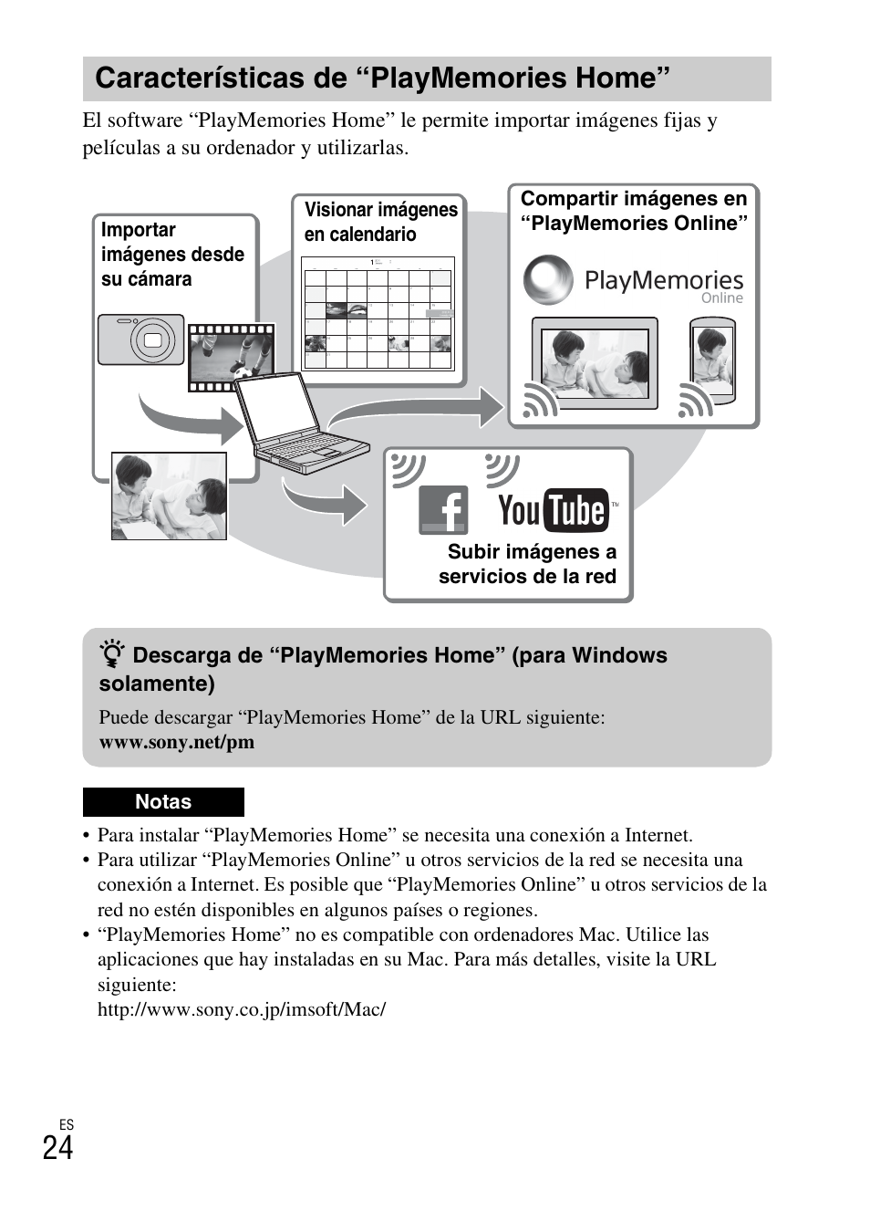 Características de “playmemories home | Sony DSC-TF1 User Manual | Page 56 / 68