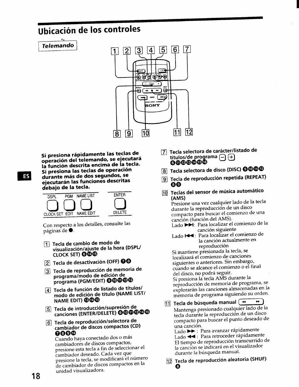 18 ubicación de los controles, Ooo0 | Sony CDX-71RF User Manual | Page 38 / 59