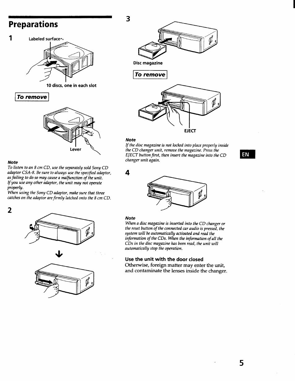 Preparations | Sony CDX-71RF User Manual | Page 7 / 59