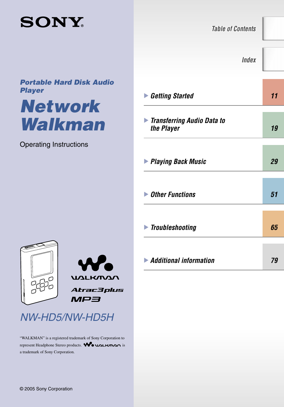 Sony NW-HD5 User Manual | 82 pages