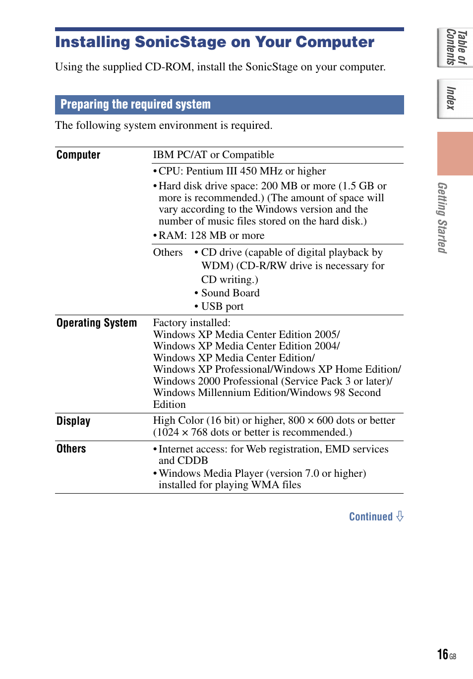 Installing sonicstage on your computer | Sony NW-HD5 User Manual | Page 16 / 82