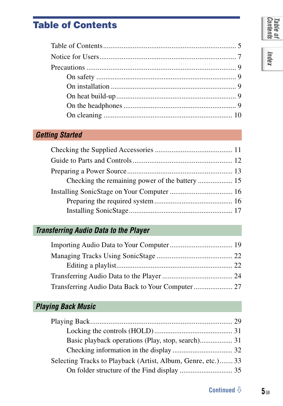 Sony NW-HD5 User Manual | Page 5 / 82
