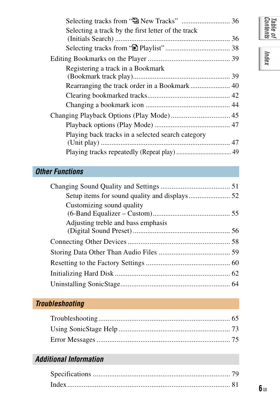 Sony NW-HD5 User Manual | Page 6 / 82