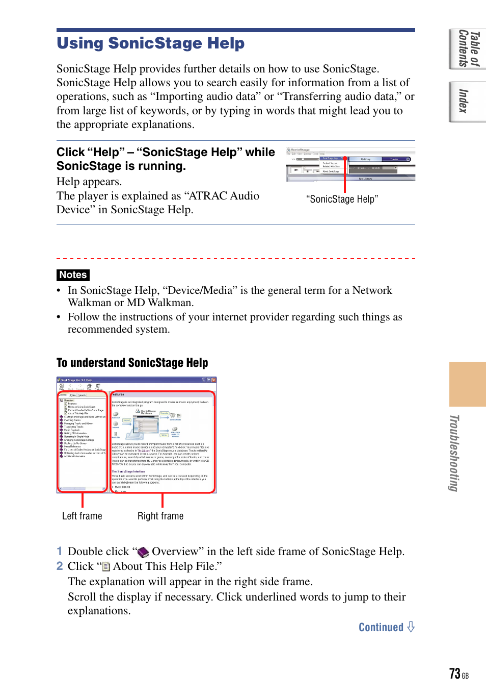 Using sonicstage help | Sony NW-HD5 User Manual | Page 73 / 82