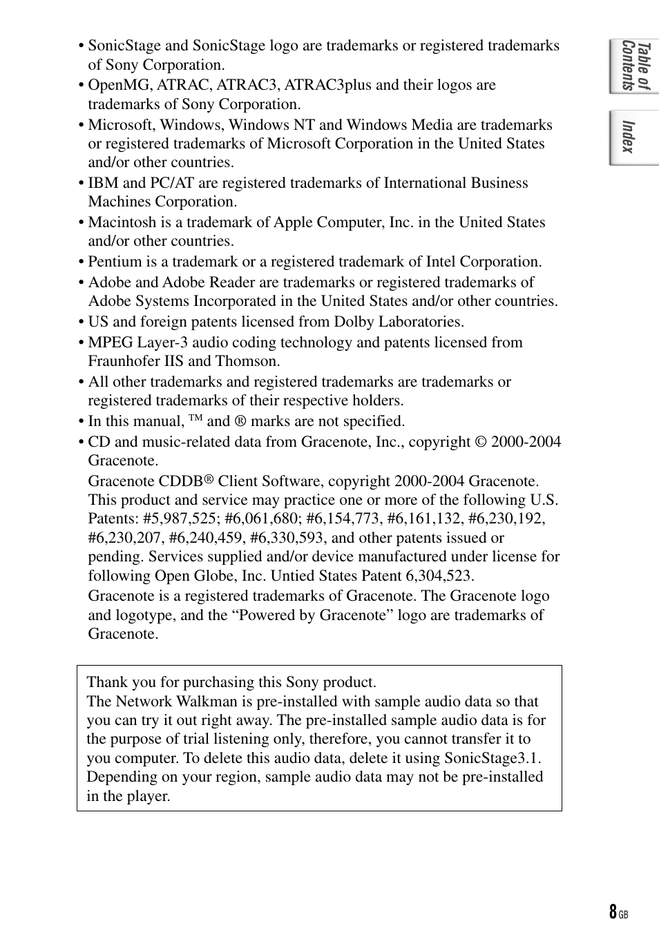 Sony NW-HD5 User Manual | Page 8 / 82