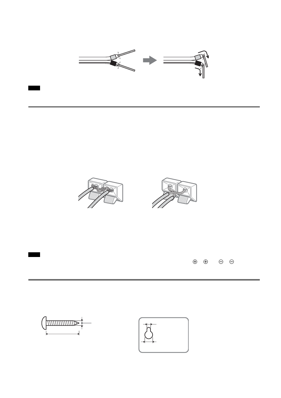 Avoiding short-circuiting the speakers, Installing the satellite speakers on the wall, Examples of poor conditions of the speaker cord | Sony HCD-DX150 User Manual | Page 16 / 100