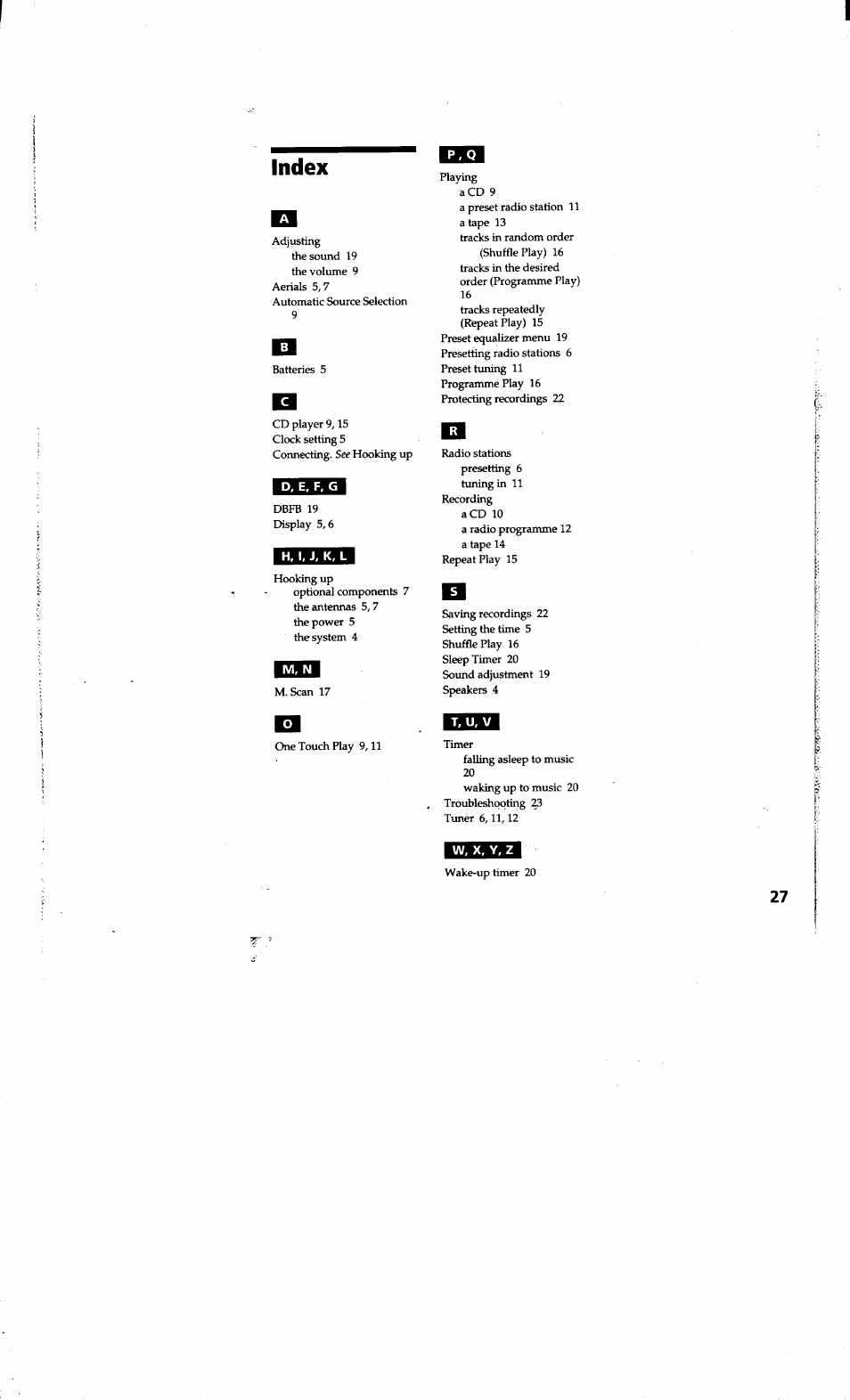 Index | Sony LBT-G1300 User Manual | Page 27 / 27