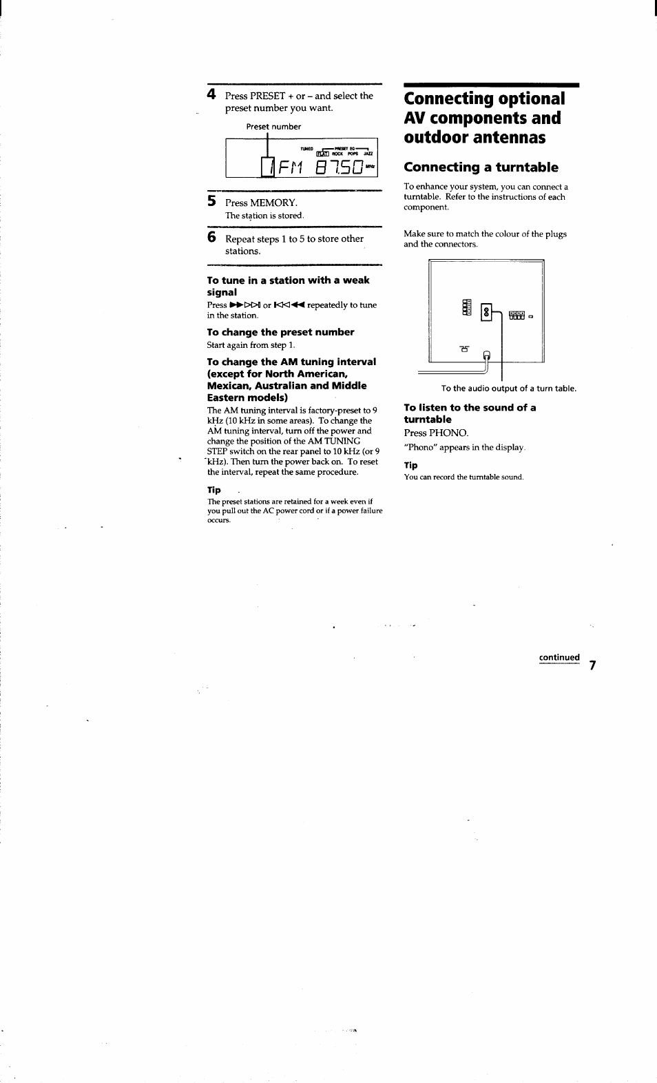 Connecting a turntable | Sony LBT-G1300 User Manual | Page 7 / 27