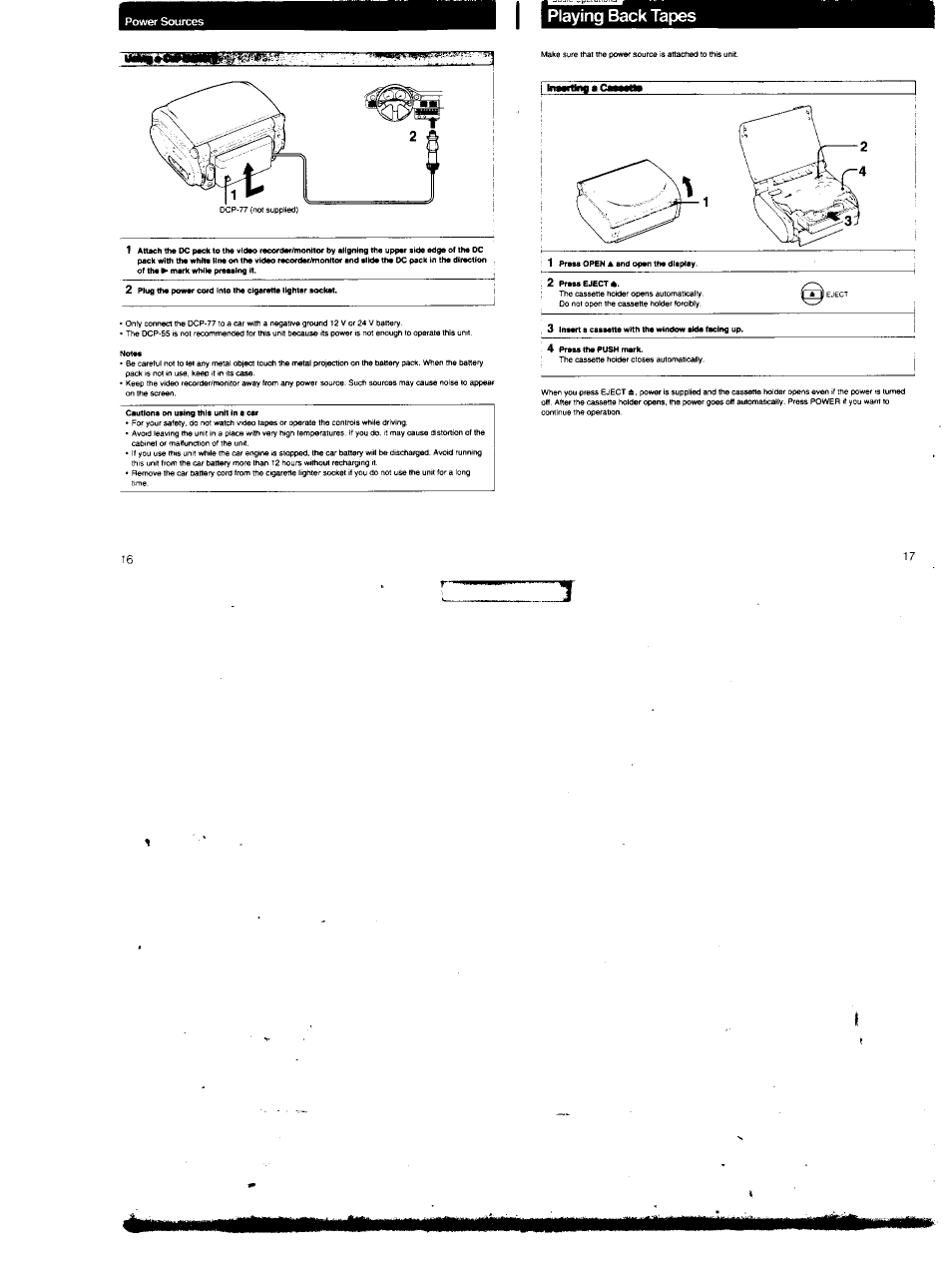 Playing back tapes | Sony GV-M20 User Manual | Page 9 / 20