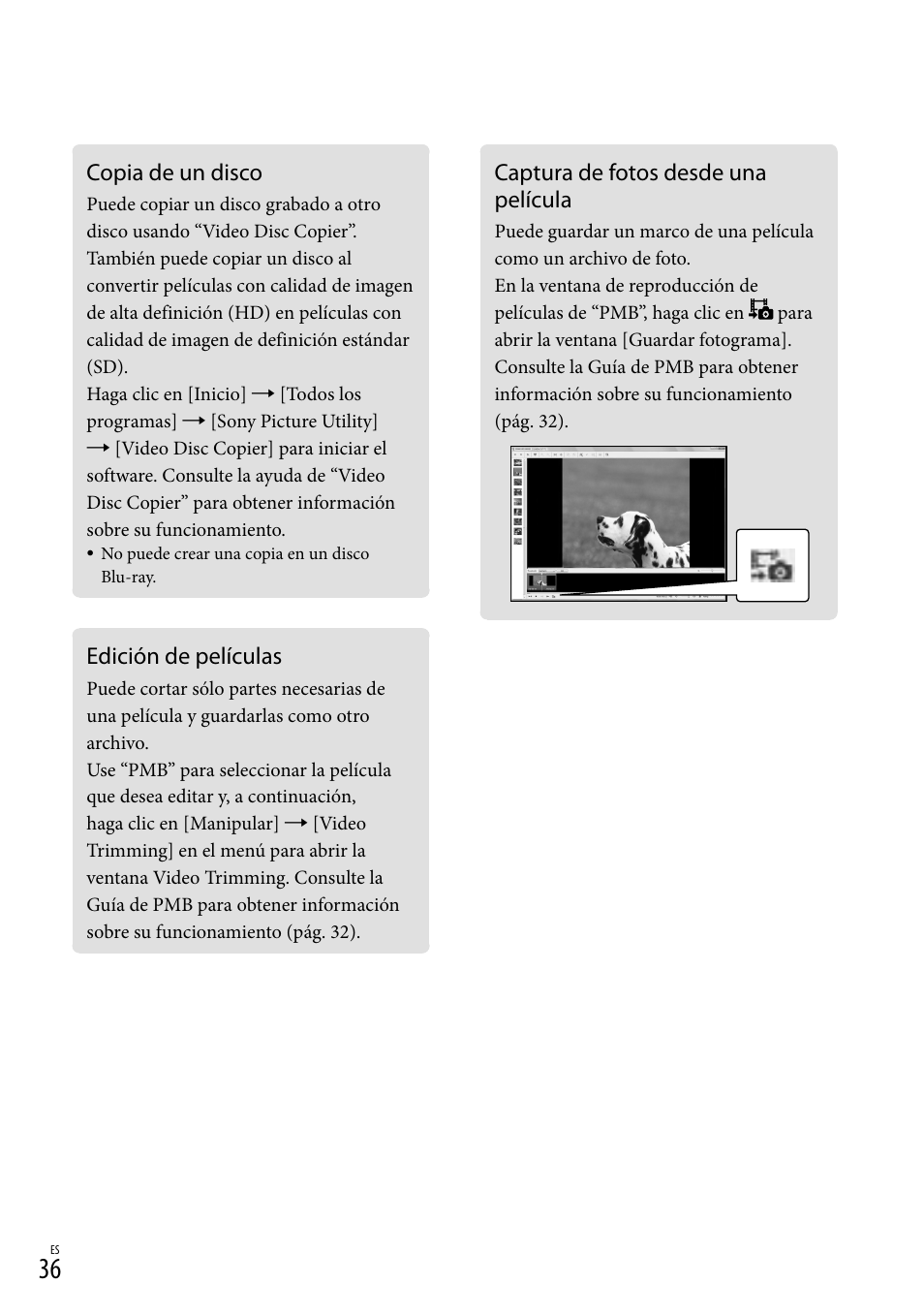 Copia de un disco, Edición de películas, Captura de fotos desde una película | Sony HDR-XR500V User Manual | Page 100 / 131
