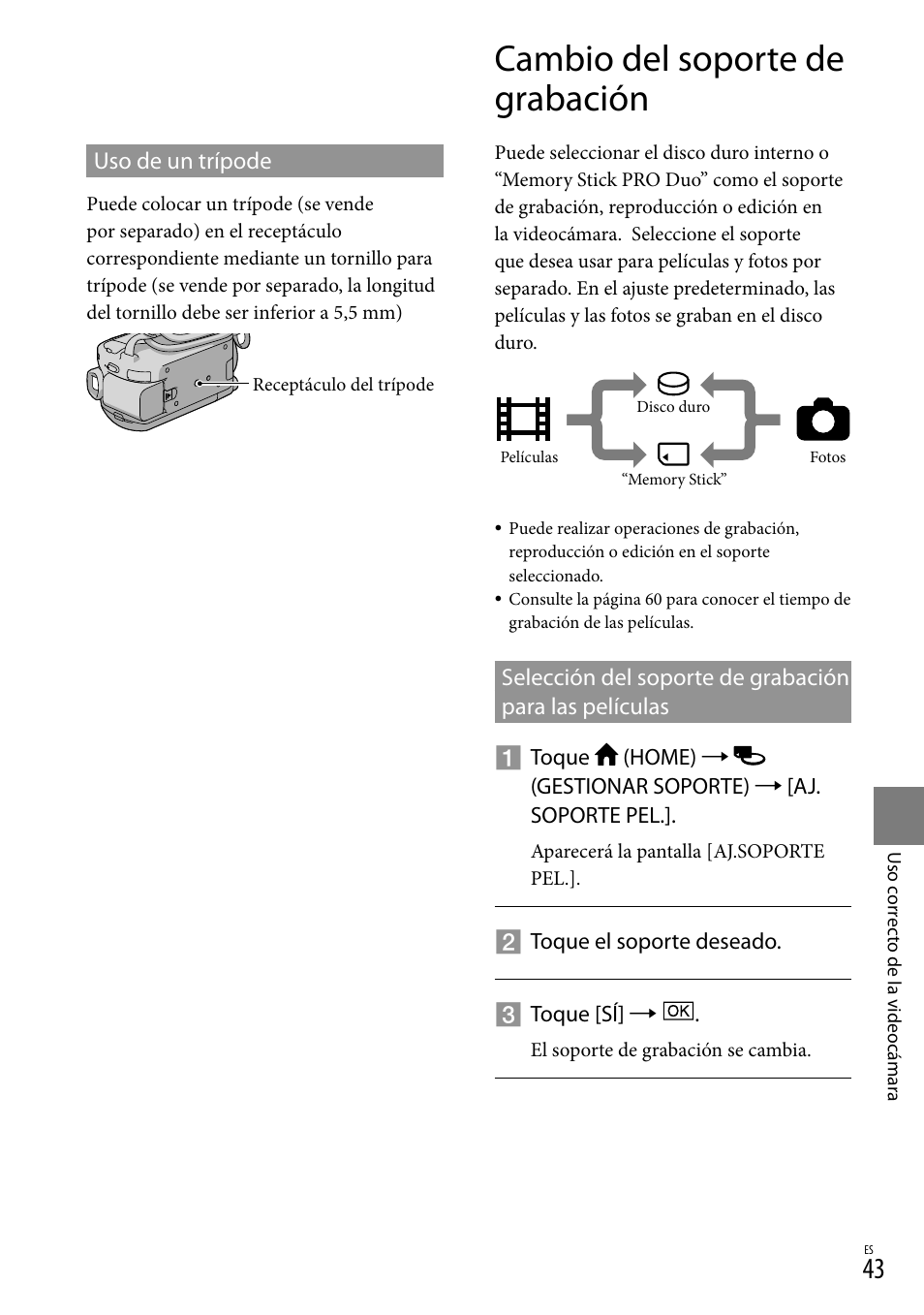 Cambio del soporte de grabación | Sony HDR-XR500V User Manual | Page 107 / 131