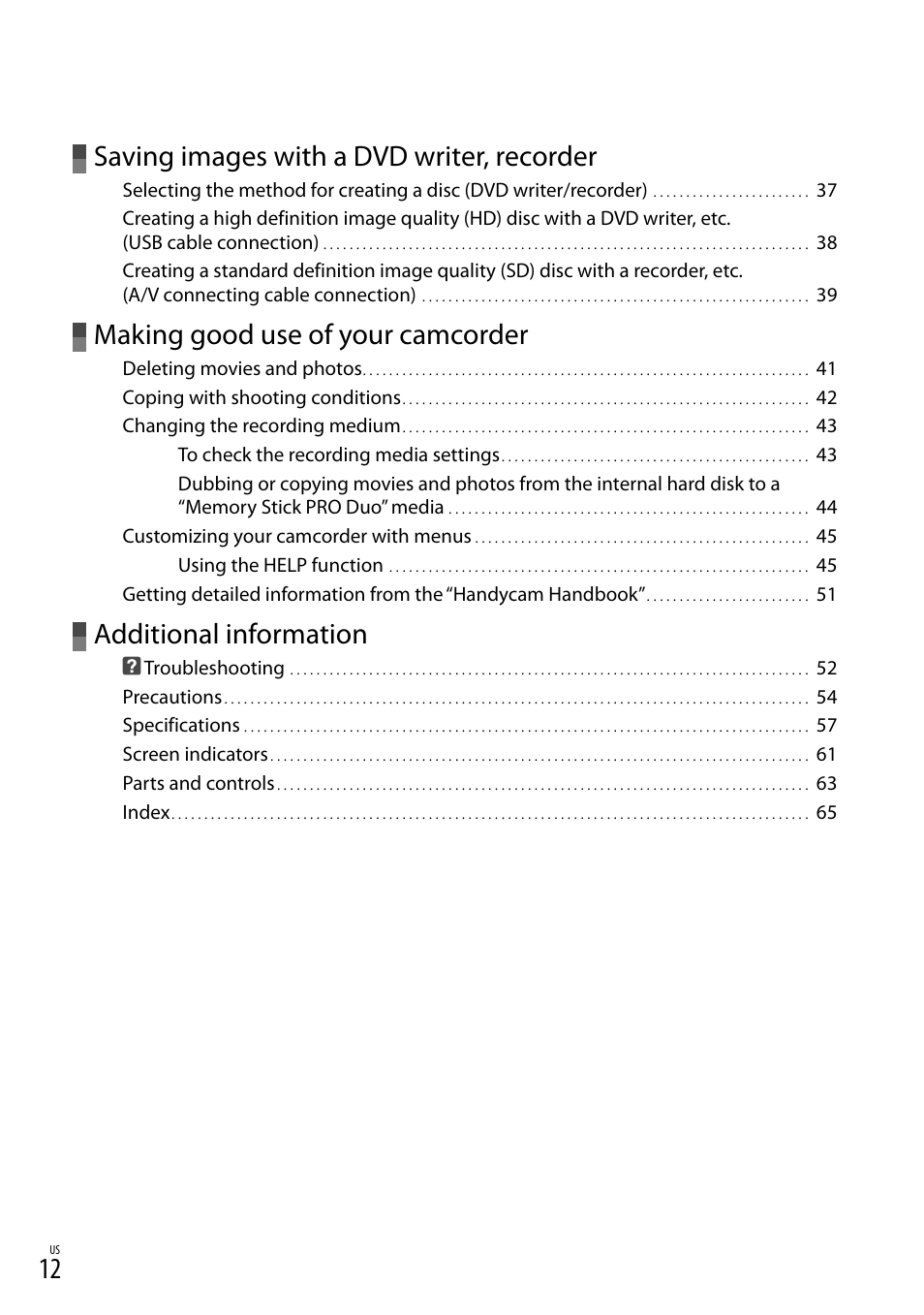 Saving images with a dvd writer, recorder, Making good use of your camcorder, Additional information | Sony HDR-XR500V User Manual | Page 12 / 131