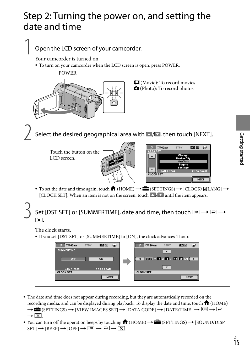 15) o | Sony HDR-XR500V User Manual | Page 15 / 131