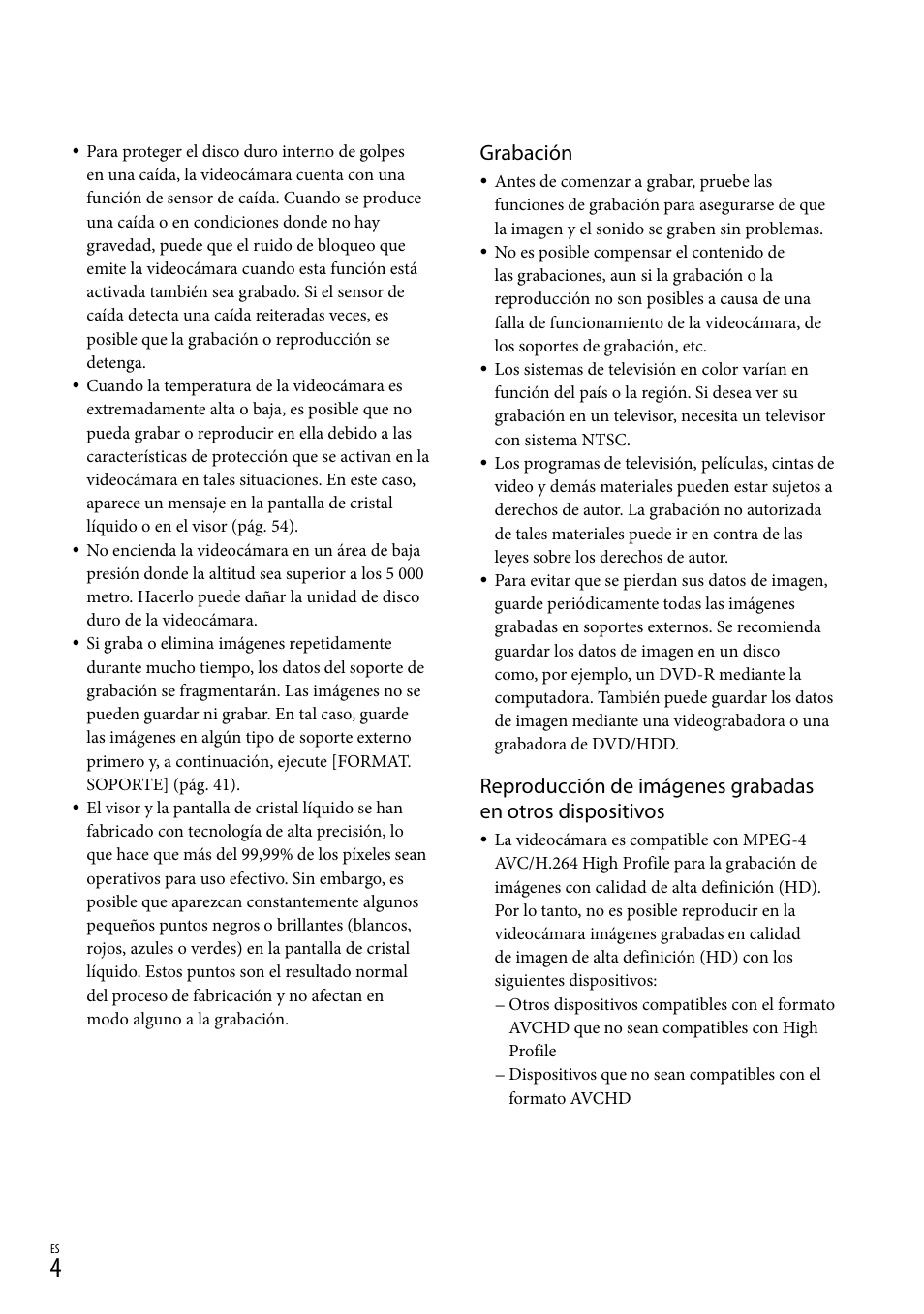 Grabación | Sony HDR-XR500V User Manual | Page 68 / 131