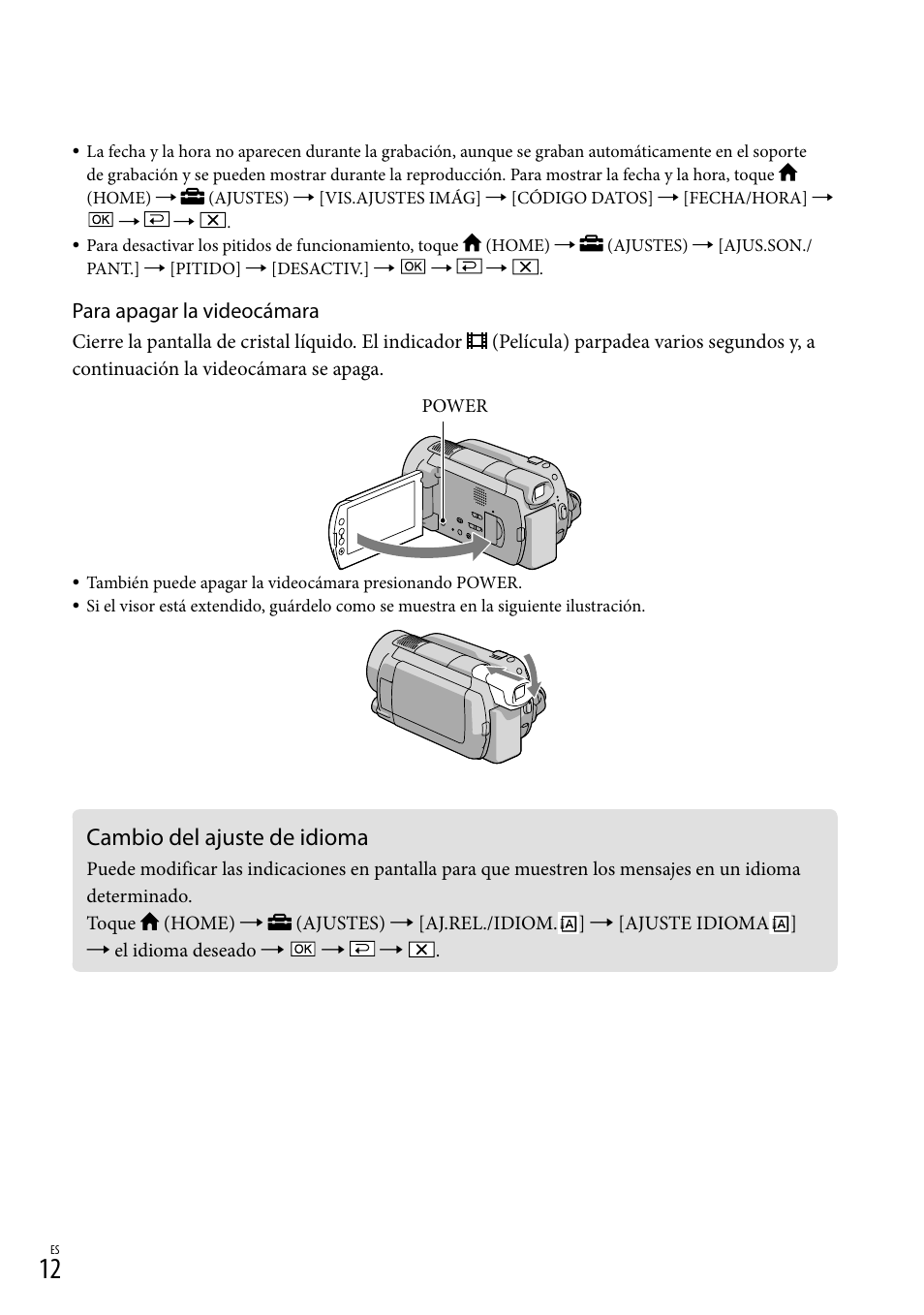 Cambio del ajuste de idioma | Sony HDR-XR500V User Manual | Page 76 / 131