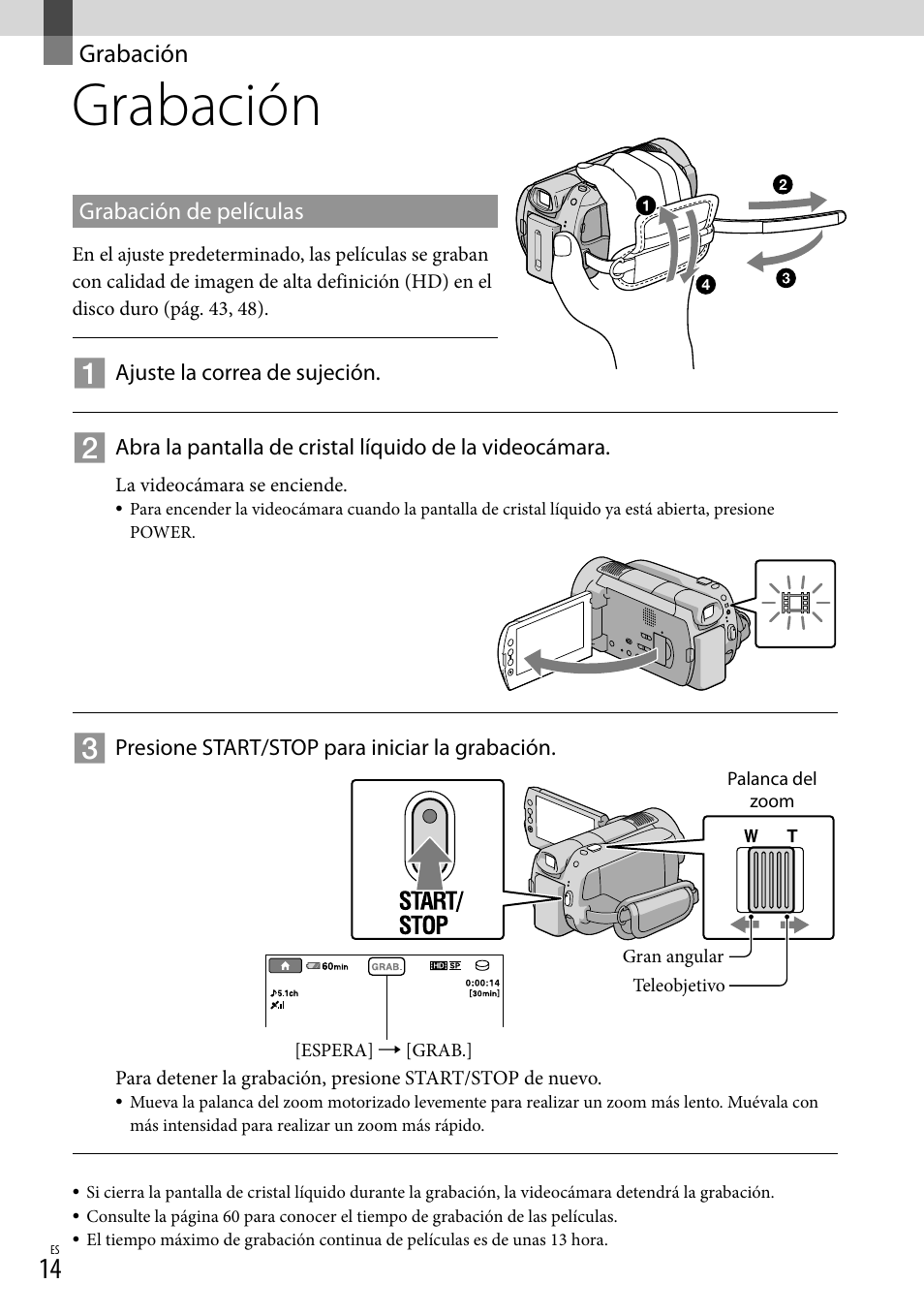 Grabación | Sony HDR-XR500V User Manual | Page 78 / 131