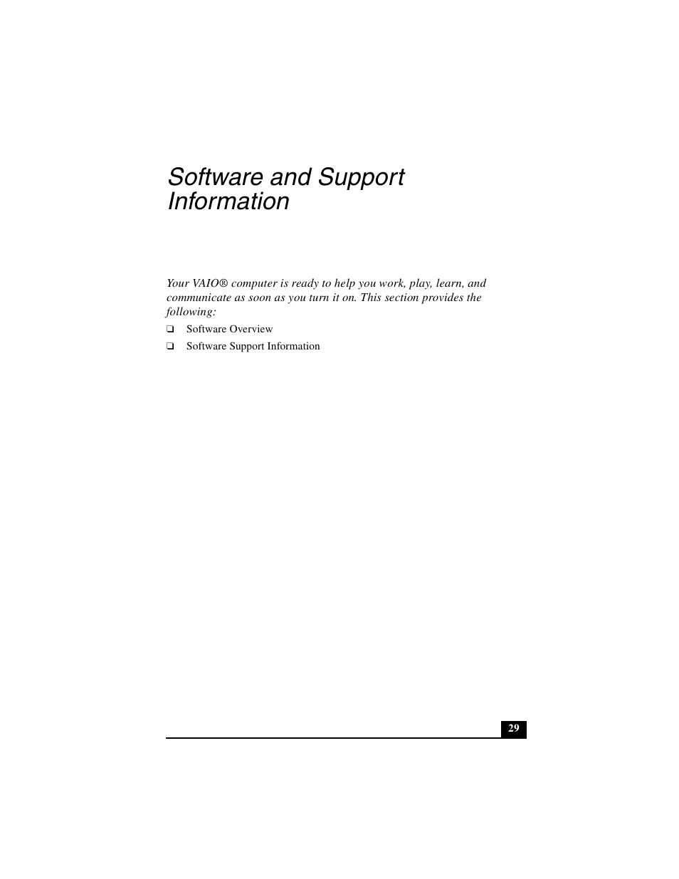 Software and support information | Sony PCG-FXA53 User Manual | Page 29 / 56