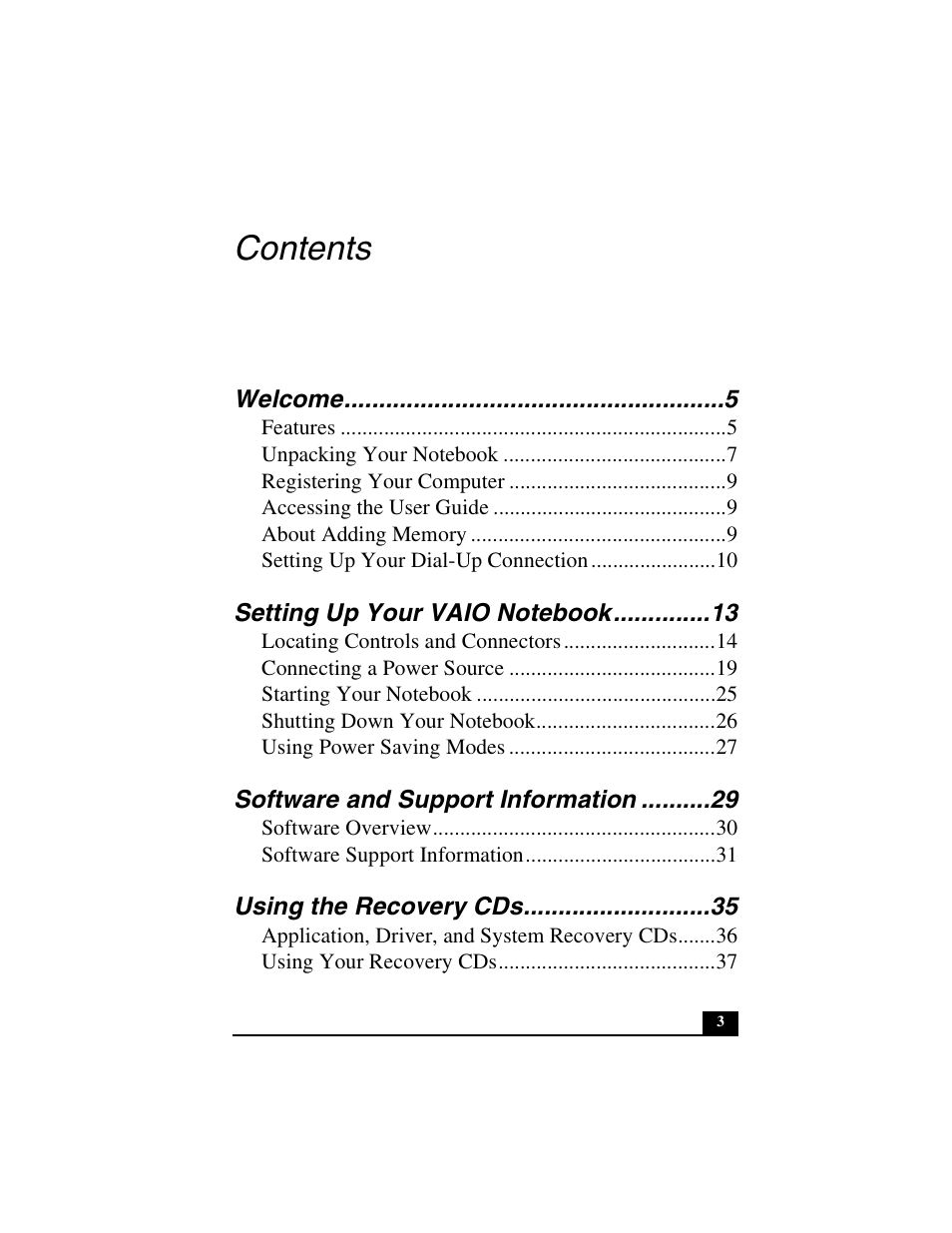 Sony PCG-FXA53 User Manual | Page 3 / 56