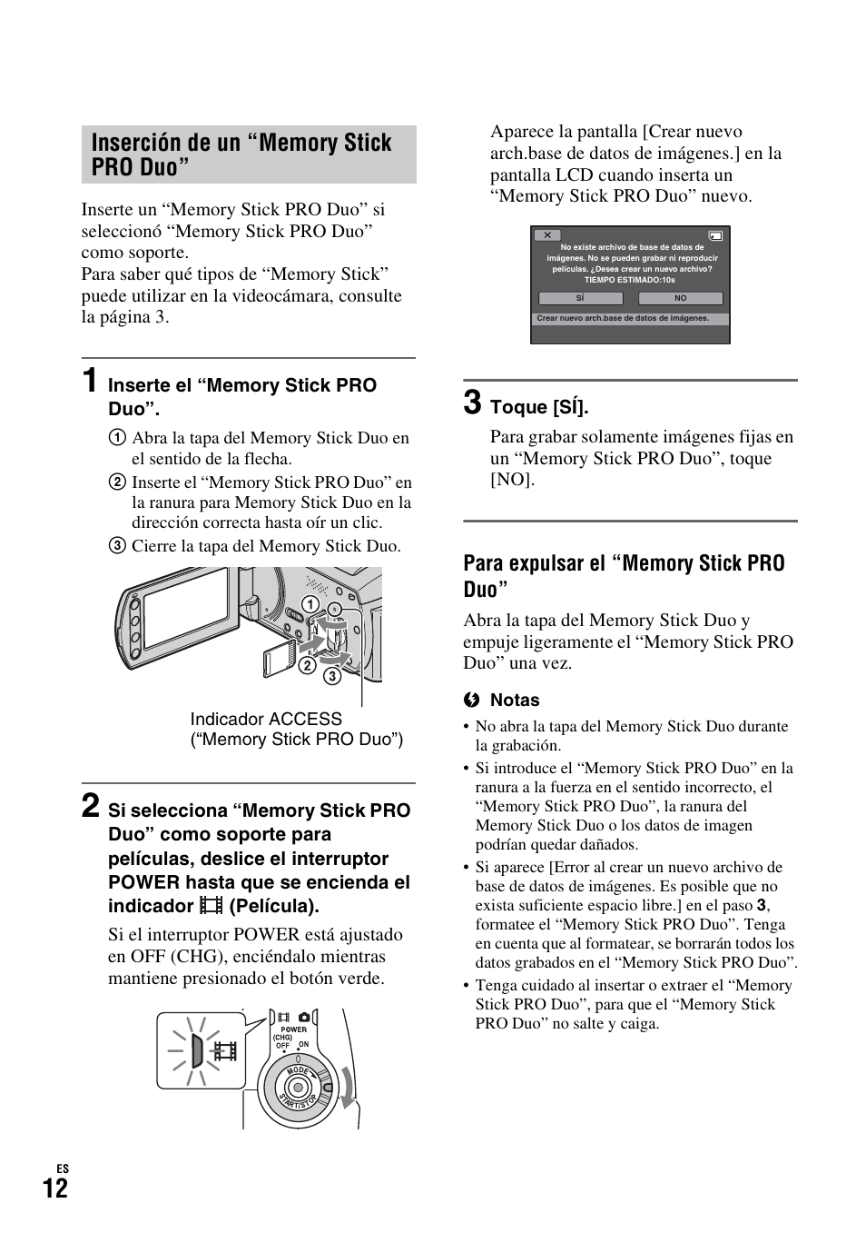 Pág. 12 | Sony HDR-SR10D User Manual | Page 44 / 72
