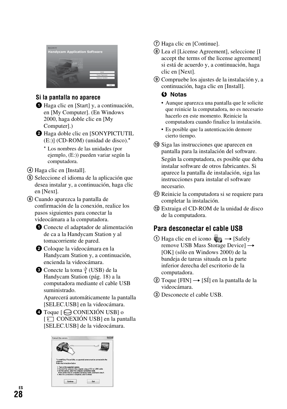 Para desconectar el cable usb | Sony HDR-SR10D User Manual | Page 60 / 72