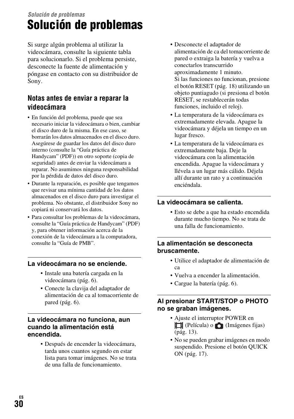 Solución de problemas | Sony HDR-SR10D User Manual | Page 62 / 72