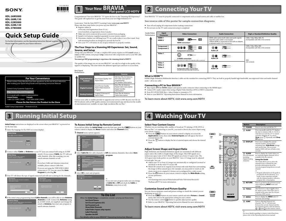 Sony KDL-26M3000 User Manual | 2 pages