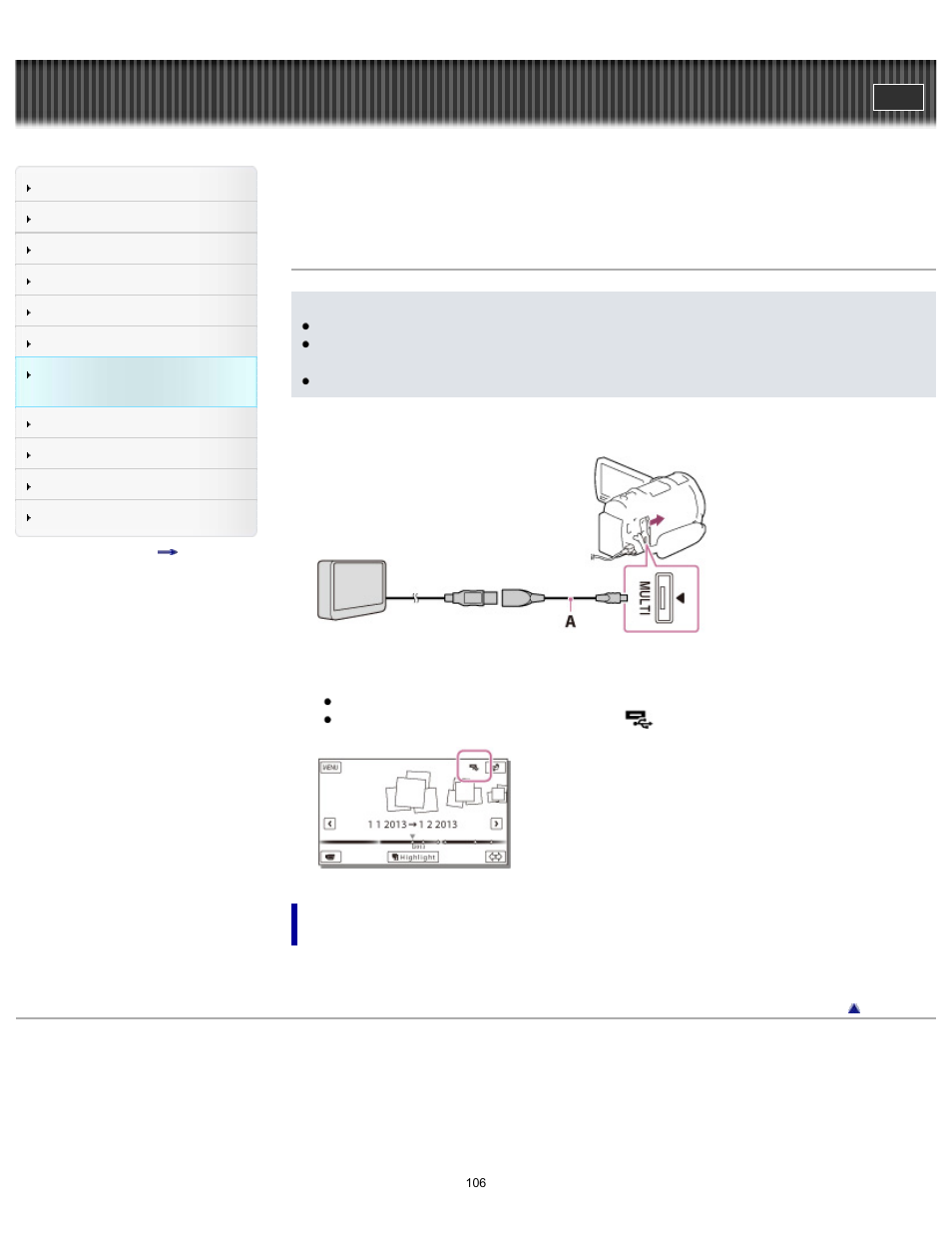 Handycam" user guide | Sony HDR-PJ650V User Manual | Page 106 / 287