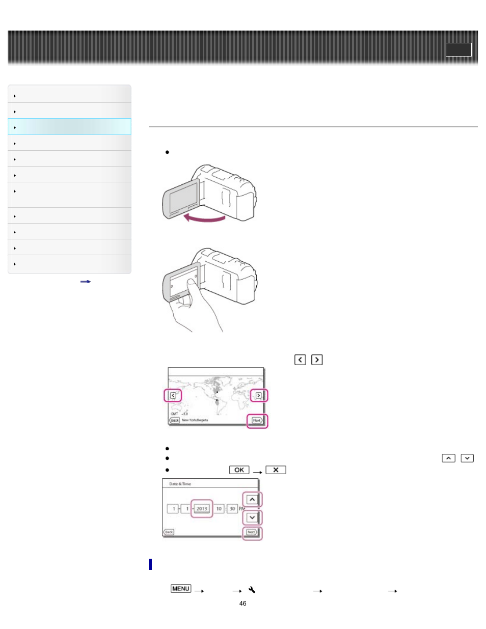 Handycam" user guide | Sony HDR-PJ650V User Manual | Page 46 / 287
