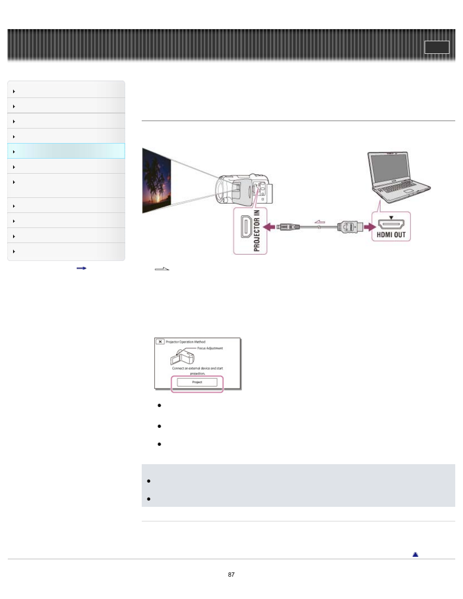 Handycam" user guide | Sony HDR-PJ650V User Manual | Page 87 / 287