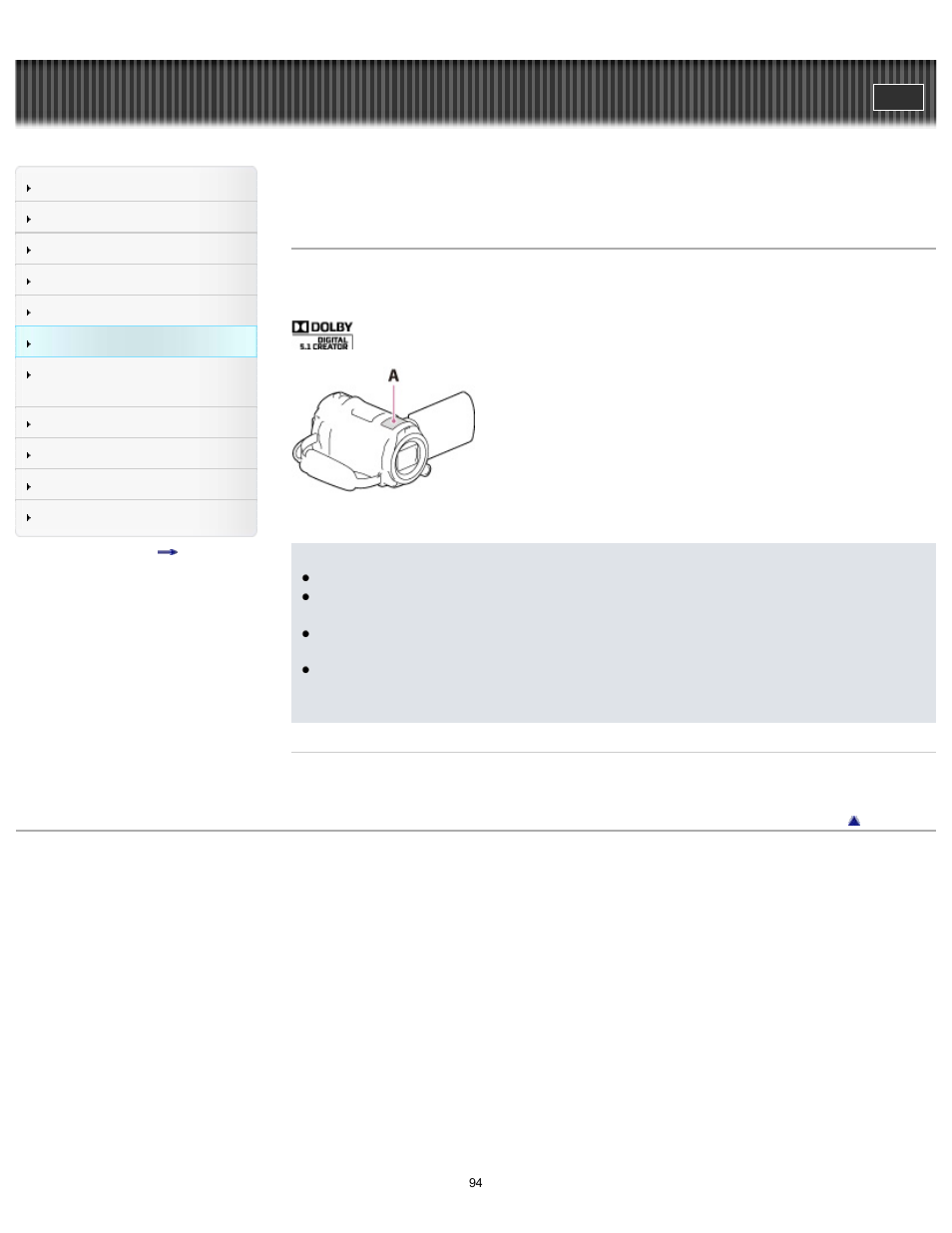Enjoying 5.1ch surround sound, Handycam" user guide | Sony HDR-PJ650V User Manual | Page 94 / 287