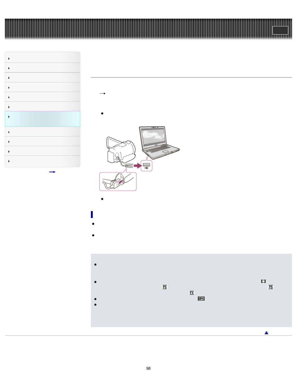Details, Handycam" user guide | Sony HDR-PJ650V User Manual | Page 98 / 287