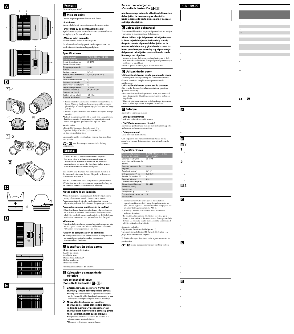 Sony SELP18105G User Manual | Page 2 / 2